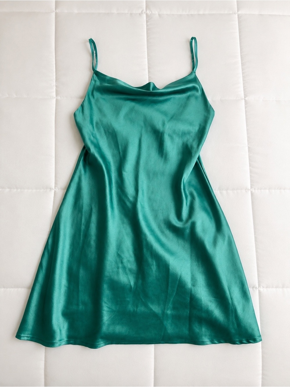 Charlie Holiday Emerald Satin Dress